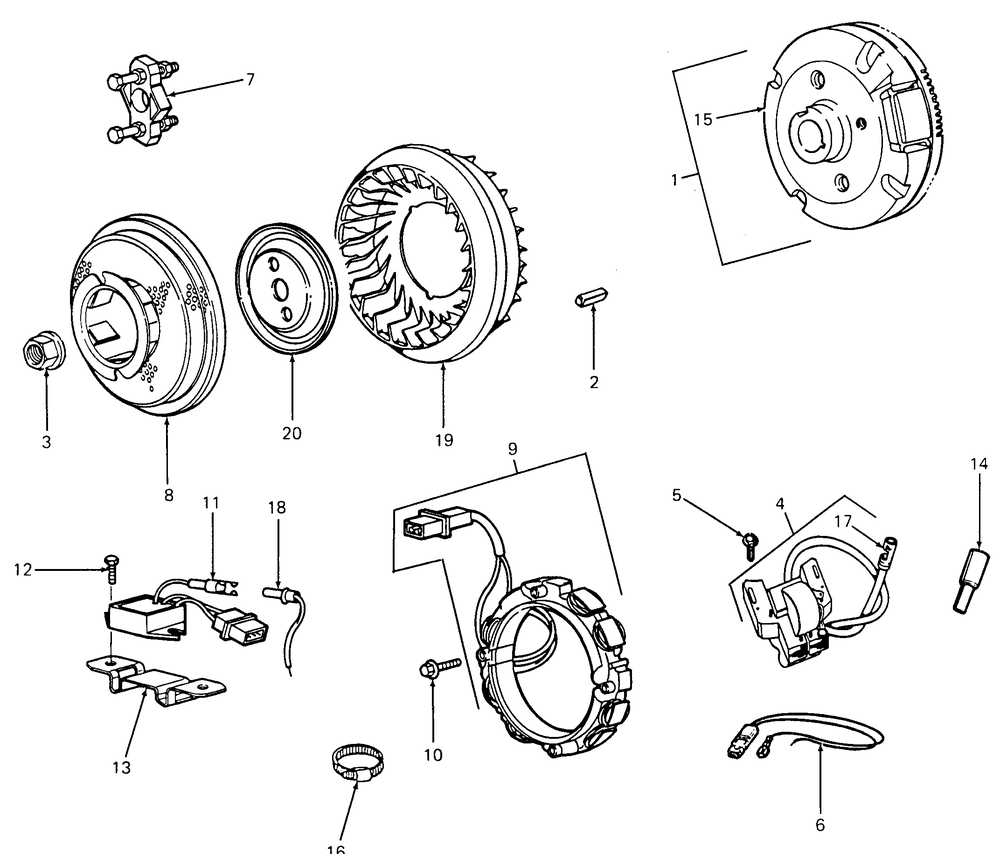 Engine Electrical Diagram and Parts List for 085 169110100-GMT Cub Cadet Generator